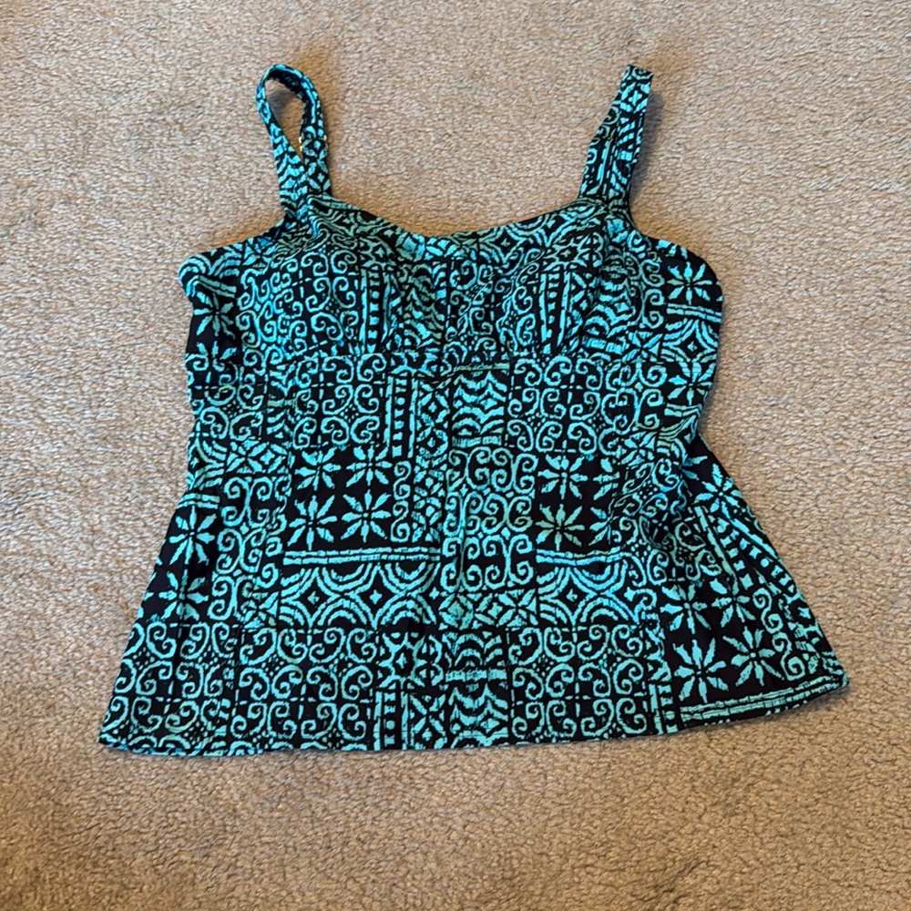 Black and teal tankini top
